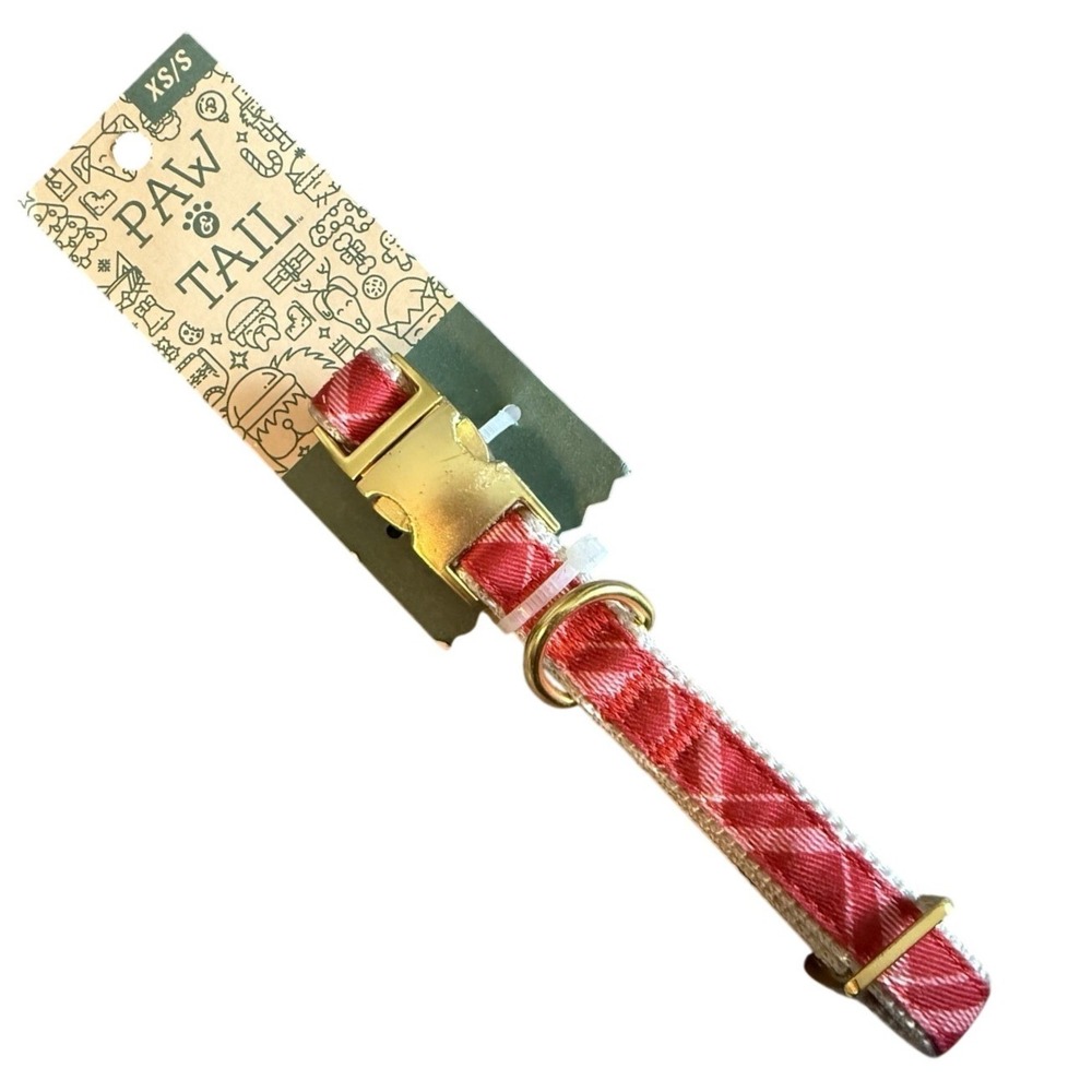 NEW Paw & Tail Red Plaid Dog Collar - XS/S - 10-14 Inches - Picture 1 of 6